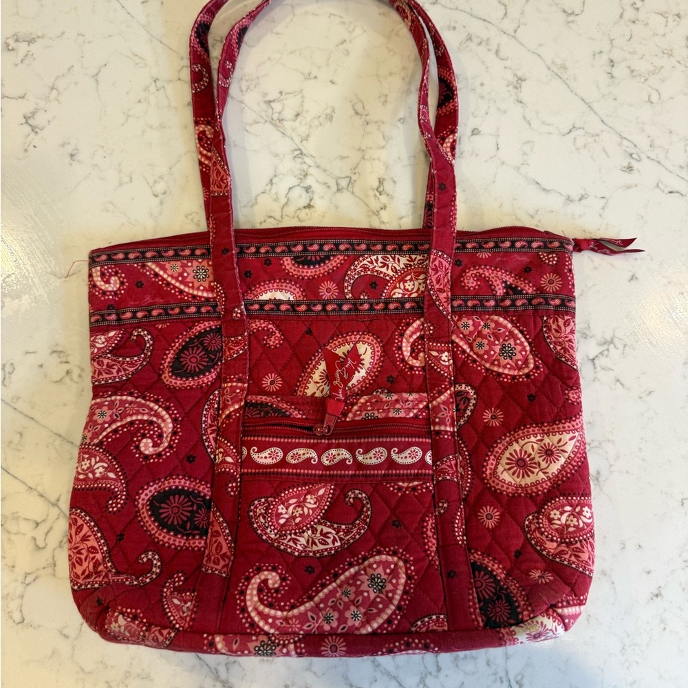 Vera Bradley Quilted Paisley Tote Bag in Red
